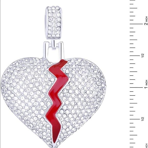 Amazon.com: Remedy Broken Heart Iced Pendant 24 Broken Heart Iced Out Pendant & 24\